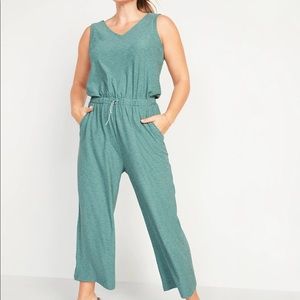 Old Navy Breathe On Teal V-Neck Wide-Leg Jumpsuit